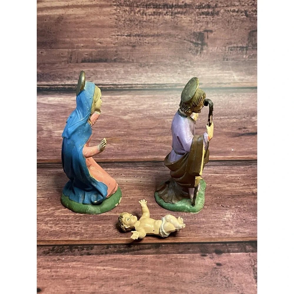 Mary,Joseph,Depose Italy,Nativity Figurines,Vintage,Set/3 Missing Manger